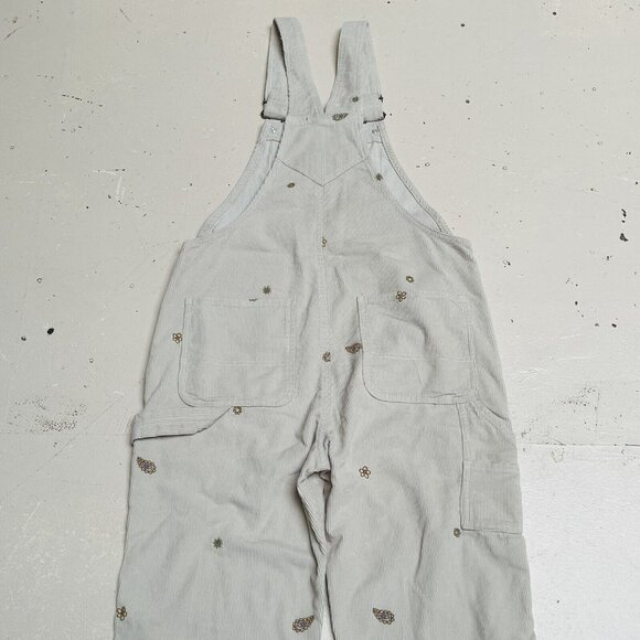 Vans Overalls Womens Medium Corduroy Floral Emroidered Ground Work Skate Party - Picture 7 of 12